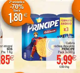 Supermercados Aquí PRINCIPE Galleta rechea chocolate oferta