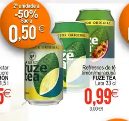 Supermercados Aquí FUZE TEA Refrescos de té limón/maracuxá oferta