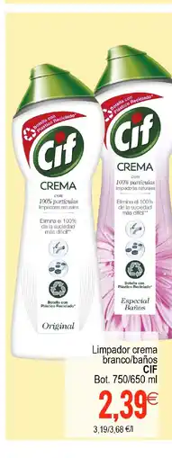 Supermercados Aquí CIF Limpador crema branco/baños oferta