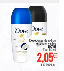 Supermercados Aquí DOVE Desodorizante roll-on visible orixinal/invisible oferta