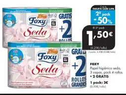 Supermercados Lupa FOXY Papel higiénico seda, 3 capas, pack 4 rollos oferta