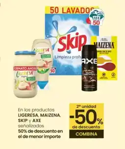 Aliprox LIGERESA, MAIZENA, SKIP Y AXE En los productos señalizados oferta