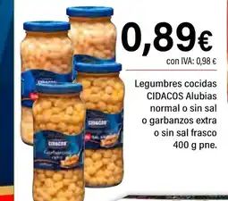 Cash Ifa CIDACOS Legumbres cocidas Alubias normal o sin sal o garbanzos extra o sin sal frasco oferta