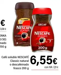 Cash Ifa NESCAFÉ Café soluble Classic natural o descafeinado frasco oferta