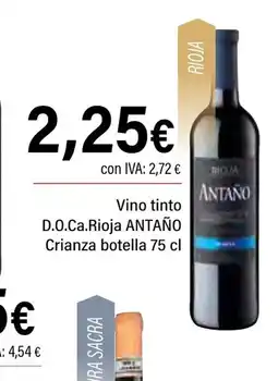 Cash Ifa ANTAÑO Vino tinto D.O.Ca.Rioja Crianza botella oferta
