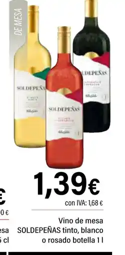 Cash Ifa SOLDEPEÑAS Vino de mesa tinto blanco o rosado botella oferta