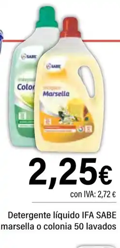 Cash Ifa IFA SABE Detergente líquido marsella o colonia 50 lavados oferta