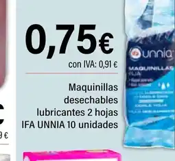 Cash Ifa IFA UNNIA Maquinillas desechables lubricantes 2 hojas oferta