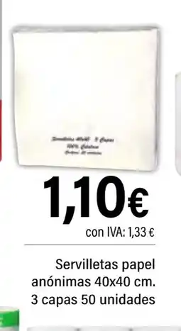 Cash Ifa Servilletas papel anónimas 3 capas 50 unidades oferta