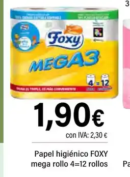 Cash Ifa FOXY Papel higiénic mega rollo 4-12 rollos oferta