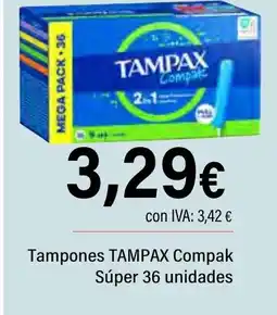Cash Ifa TAMPAX Tampones Compak Súper 36 unidades oferta