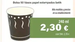 Cash Ifa Bolsa 50 Vasos papel estampados betik oferta