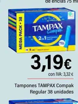Cash Ifa TAMPAX Tampones Compak Regular 38 unidades oferta