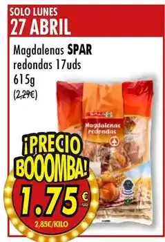 SPAR Spar - magdalenas redondas 17uds oferta