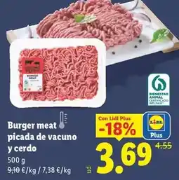 Lidl Burger meat picada de vacuno y cerdo oferta