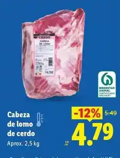 Lidl Cabeza de lomo de cerdo oferta