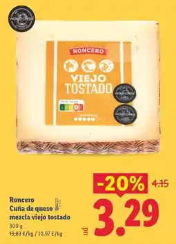 Lidl Roncero - cuña de queso mezcla viejo tostado oferta