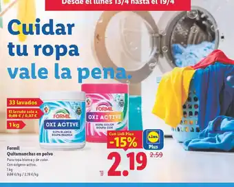 Lidl Formil - quitamanchas en polvo oferta