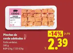 Lidl Pinchos de cerdo adobados oferta