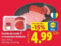 Lidl Surtido de cerdo y vacuno para barbacoa oferta
