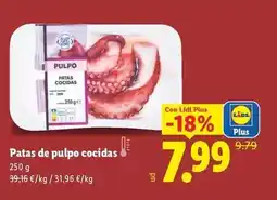 Lidl Patas de pulpo cocidas oferta