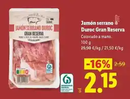 Lidl Jamón serrano duroc gran reserva oferta