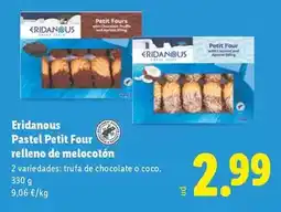 Lidl Eridanous - pastel petit four relleno de melocotón oferta