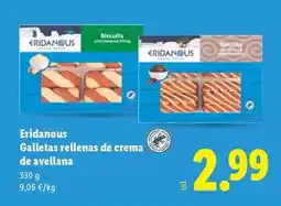 Lidl Eridanous - galletas rellenas de crema de avellana oferta