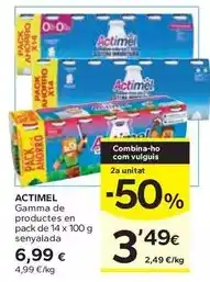 Caprabo Actimel - gamma de productes en pack senyalada oferta