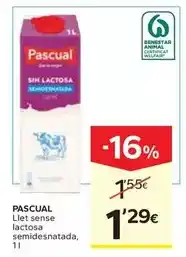 Caprabo Pascual - llet sense lactosa semidesnatada oferta