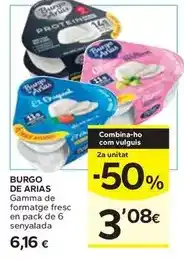 Caprabo Burgo de arias - gamma de formatge fresc en pack senyalada oferta