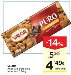 Caprabo Valor - xocolata pura amb ametlles oferta