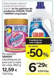 Caprabo Vanish - levataques en pols per a roba de color oferta