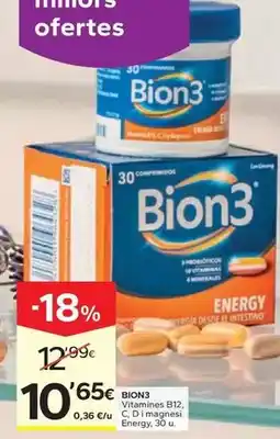 Caprabo Bion3 - vitamines b12, c, d i magnesi energy oferta