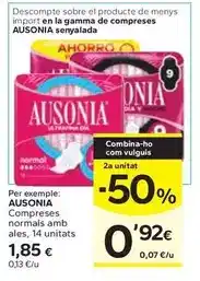 Caprabo Ausonia - compreses normals amb ales oferta