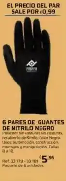 Coferdroza 6 pares de guantes de nitrilo negro oferta