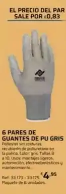 Coferdroza Palma - 6 pares de guantes de pu gris oferta
