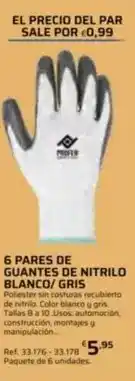 Coferdroza 6 pares de guantes de nitrilo blanco/ gris oferta