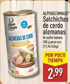 ALDI Alpenschmaus - salchichas de cerdo alemanas oferta