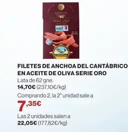Supercor Filetes de anchoa del cantábrico en aceite de oliva serie oro oferta