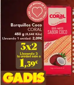 Gadis CORAL Barquillos Coco oferta
