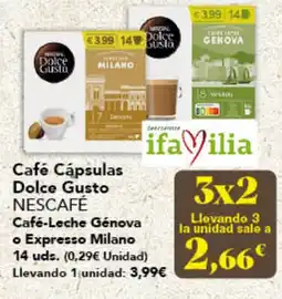 Gadis NESCAFÉ Café Cápsulas Dolce Gusto Café-Leche Génova o Expresso Milano oferta