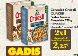 Gadis QUAKER Cereales Cruesli Frutos Secos o Chocolate oferta