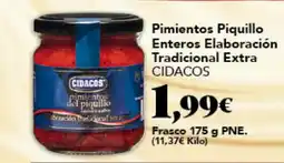 Gadis CIDACOS Pimientos Piquillo Enteros Elaboración Tradicional Extra oferta