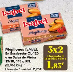 Gadis ISABEL Mejillones En Escabeche OL-120 o en Salsa de Vieira 13/18 oferta