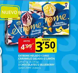 Supermercados MAS EXTREME Helado cono caramelo salado o limón oferta