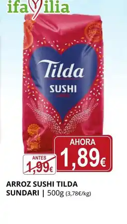 Supermercados MAS SUNDARI Arroz sushi tilda oferta