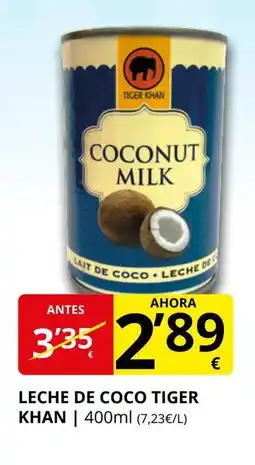 Supermercados MAS TIGER KHAN Leche de coco oferta