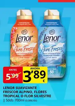 Supermercados MAS LENOR Suavizante frescor alpino, flores tropical o flor silvestre oferta