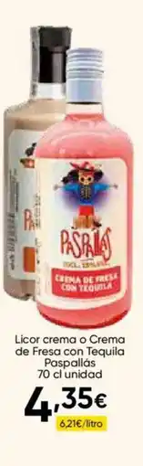 FROIZ PASPALLÁS Licor crema o Crema de Fresa con Tequila oferta